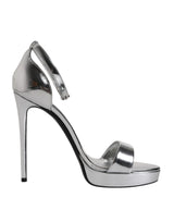 Silver KEIRA Heels Ankle Strap Sandals Shoes