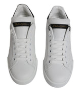 White Leather Classic Low Top Sneakers Shoes