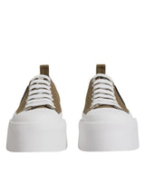 Brown White Canvas Logo Low Top Sneakers Shoes