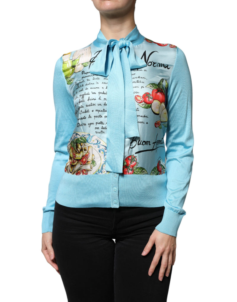 Blue Pasta Alla Norma Tie Cardigan Sweater