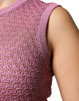 Pink Mesh See Through Sleeveless Tank Top