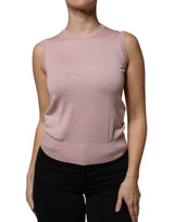 Pink Cashmere Knitted Sleeveless Tank Top