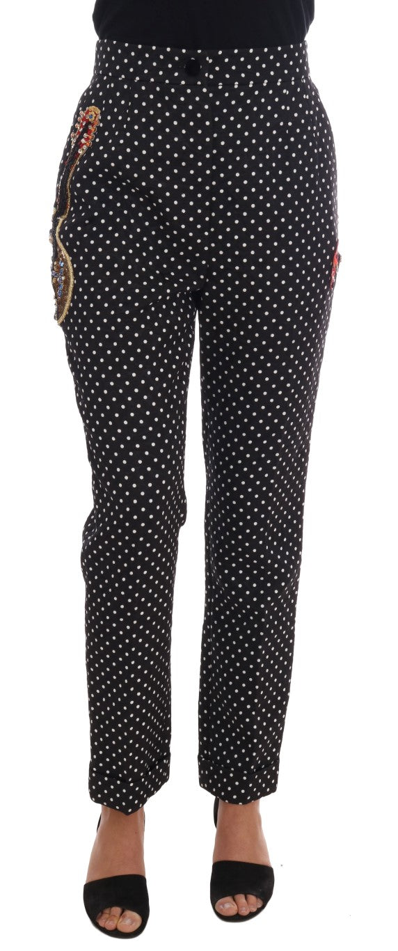 Pantaloni abbelliti eleganti a pois