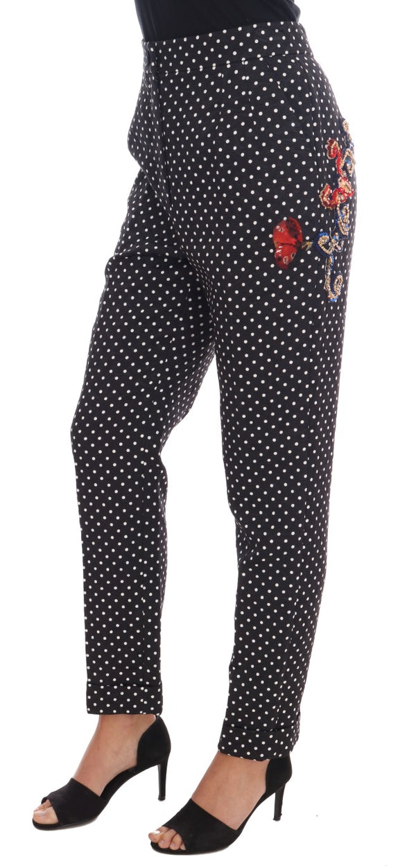 Pantaloni abbelliti eleganti a pois