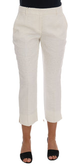 Elegantes pantalones Capri blanco - Mezcla de algodón y seda