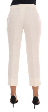 Elegantes pantalones Capri blanco - Mezcla de algodón y seda