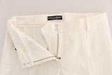 Κομψό White Capri Pants - Cotton & Silk Blend