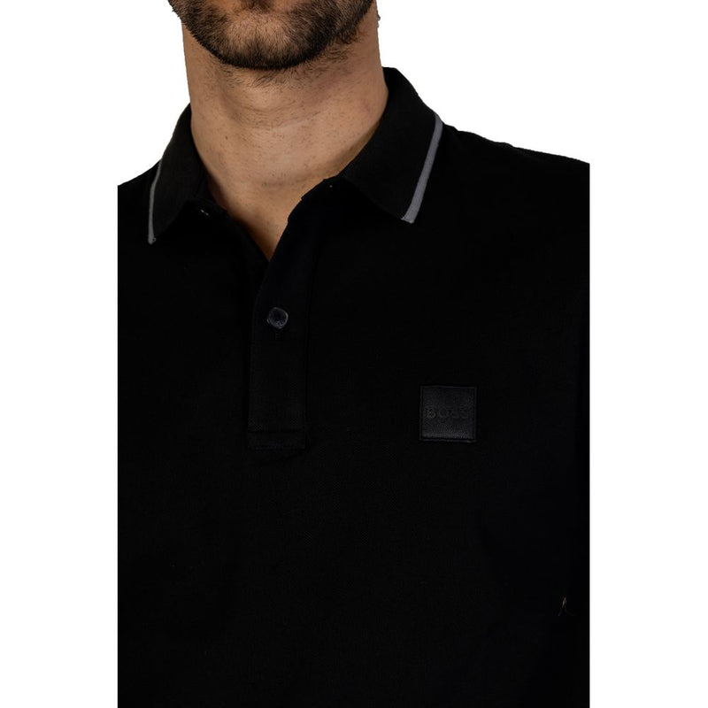 Black Cotton Polo Shirt