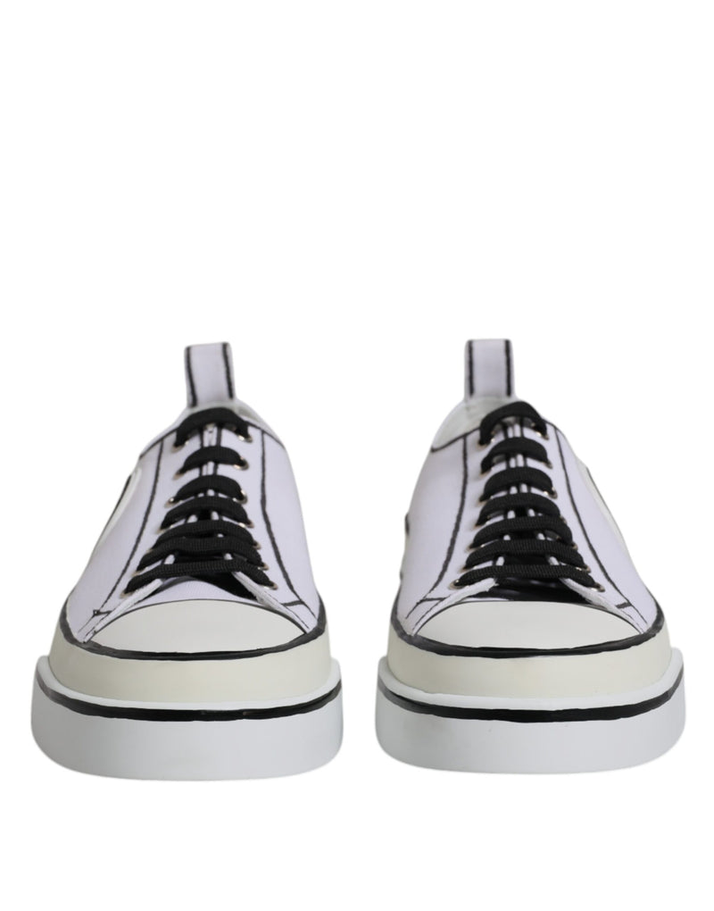 White Logo Canvas Low Top Men Sneakers Shoes