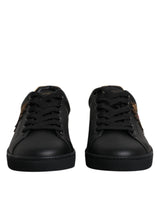 Black Leather London Heart Men Sneakers Shoes