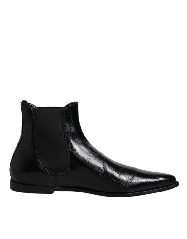 Black Leather Chelsea Men Ankle Boots Shoes