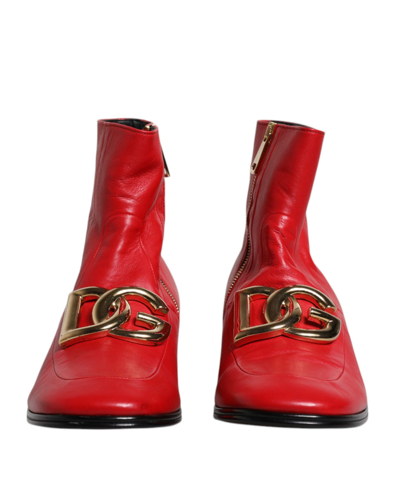 Red Leather Logo Chelsea Ankle Boots Shoes