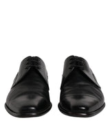 Black Leather Derby Men Formal Dress Shoes