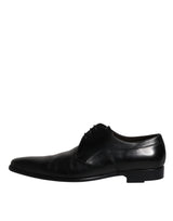 Black Leather Derby Men Formal Dress Shoes