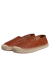 Maroon Woven Leather Men Espadrille Shoes