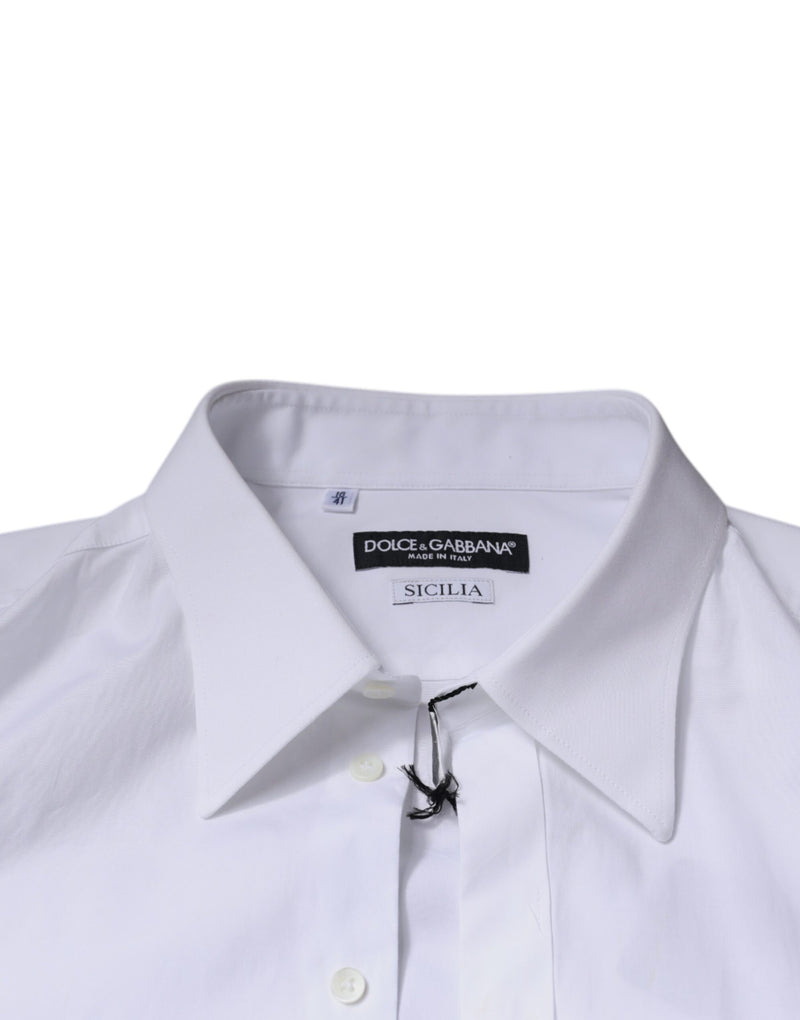 White Cotton Long Sleeve SICILIA Dress Shirt