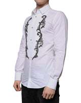 White Slim Fit Baroque GOLD Men Dress Shirt