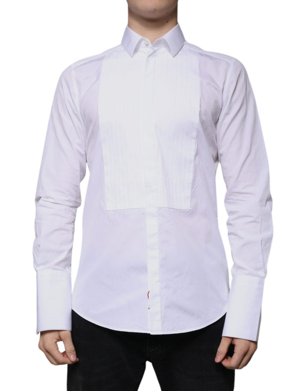 White Bib Cotton Poplin GOLD Men Formal Shirt