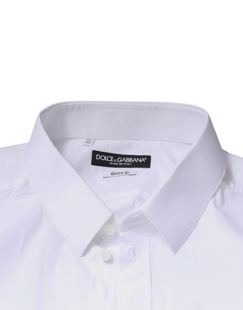 White Logo Cotton Slim Fit GOLD Dress Shirt