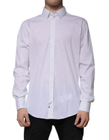 White Cotton Blend Men MARTINI Dress Shirt