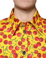 Yellow Cherry Button Down Men Casual Shirt