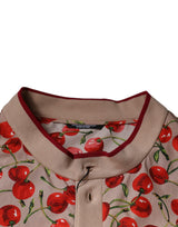 Beige Cherry Nylon Buttoned Casual Shirt