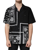 Black Logo Button Down Short Sleeve Shirt