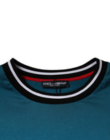 Blue Logo Jersey Cotton Crew Neck T-shirt