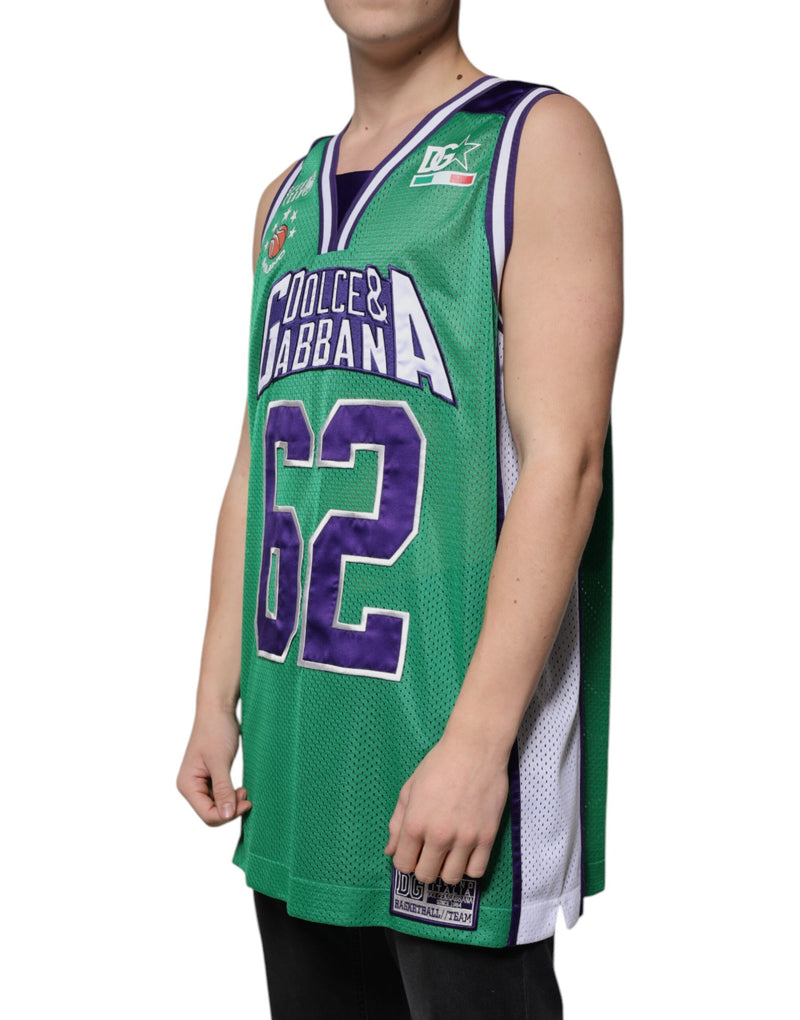 Green Polyester Jersey Sleeveless T-shirt