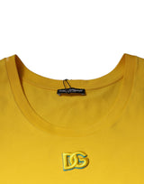 Yellow Cotton Round Neck Sleeveless T-shirt