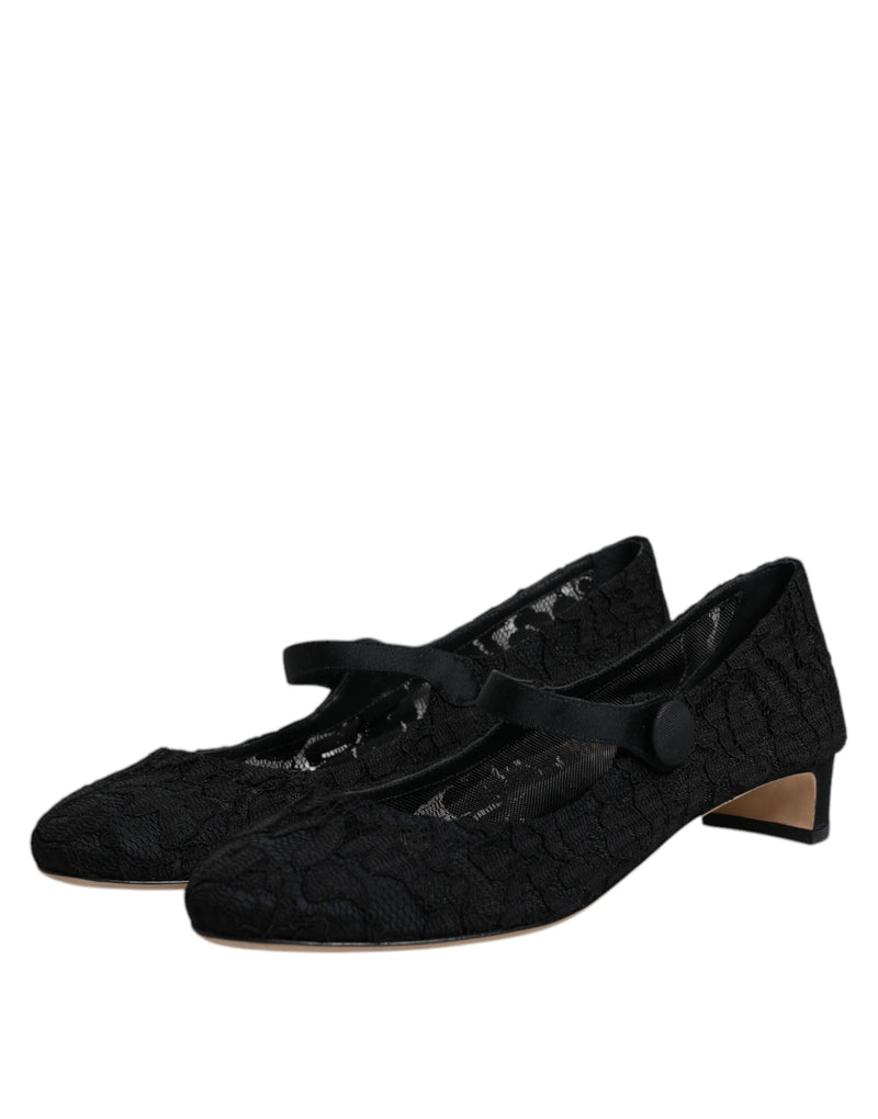 Black Mary Jane Taormina Lace Pumps Shoes