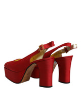 Red Platform Slingback Heels Sandals Shoes