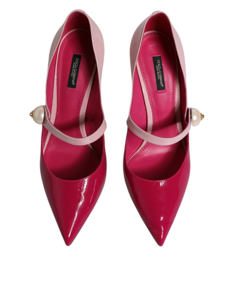 Two Tone Pink Leather Mary Jane Heels Pumps Shoes