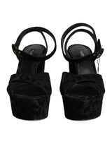 Black Leopard Platform Heels Sandals Shoes