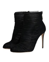 Black Mesh Stiletto Heels Ankle Boots Shoes