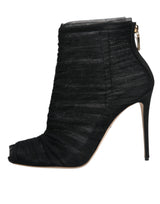 Black Mesh Stiletto Heels Ankle Boots Shoes