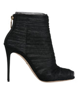 Black Mesh Stiletto Heels Ankle Boots Shoes