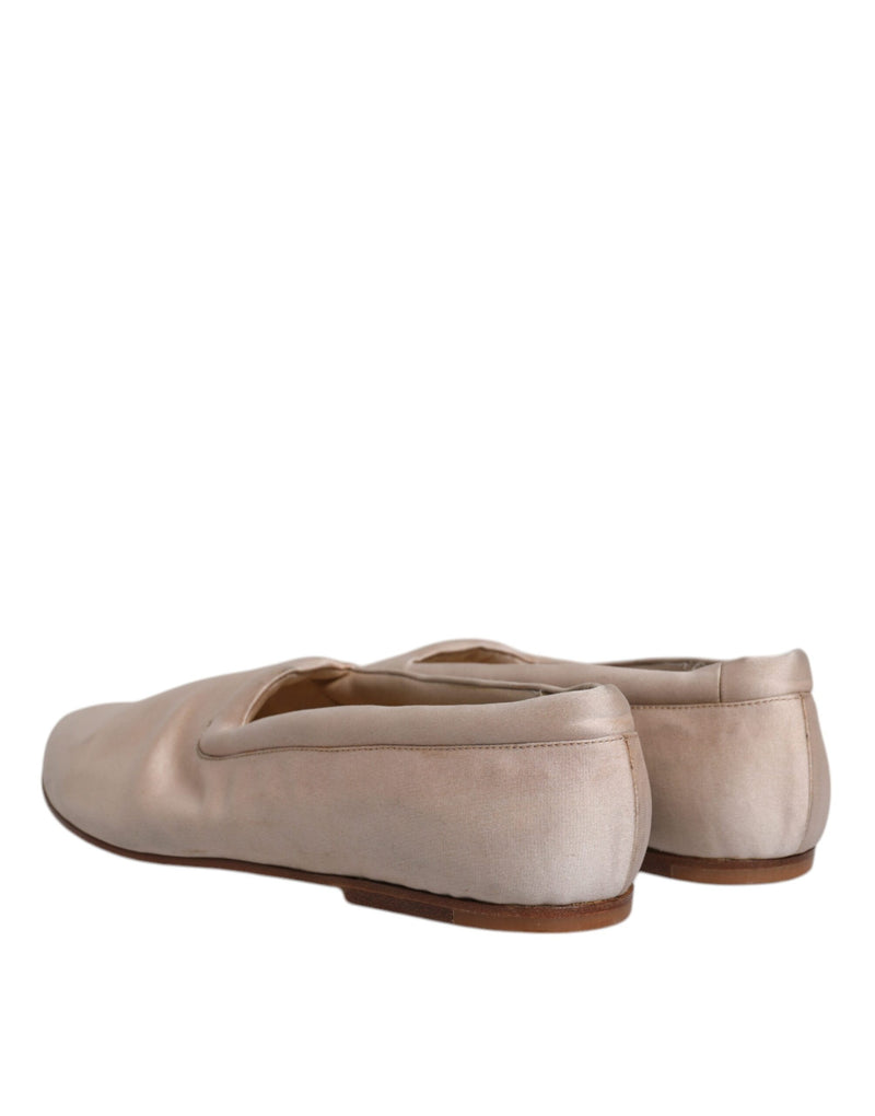 Beige Fabric Slip On Ballerina Flats Shoes