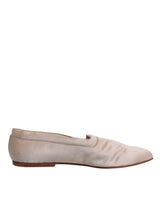 Beige Fabric Slip On Ballerina Flats Shoes