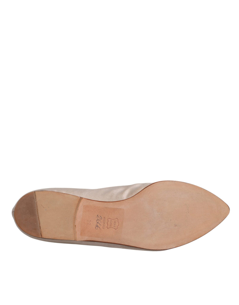 Beige Fabric Slip On Ballerina Flats Shoes