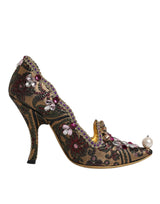 Multicolor Embellished Jacquard Pumps Shoes