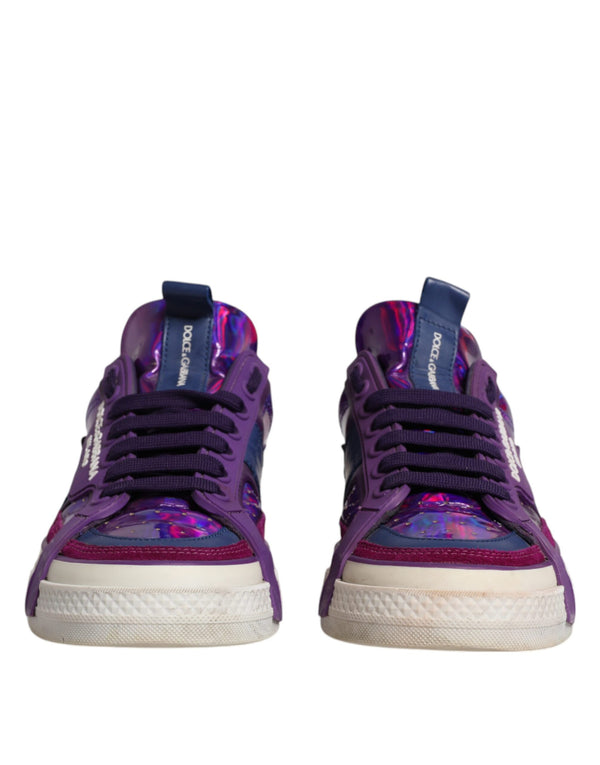 Purple Leather Low Top Women Sneakers Shoes