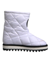 White Viscose Padded Mid Calf Boots Shoes