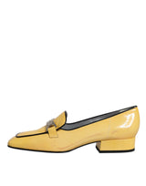 Yellow Leather Logo Plaque Slip On Mocassin Shoes