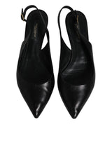 Black Leather Heels Slingbacks Bellucci Shoes