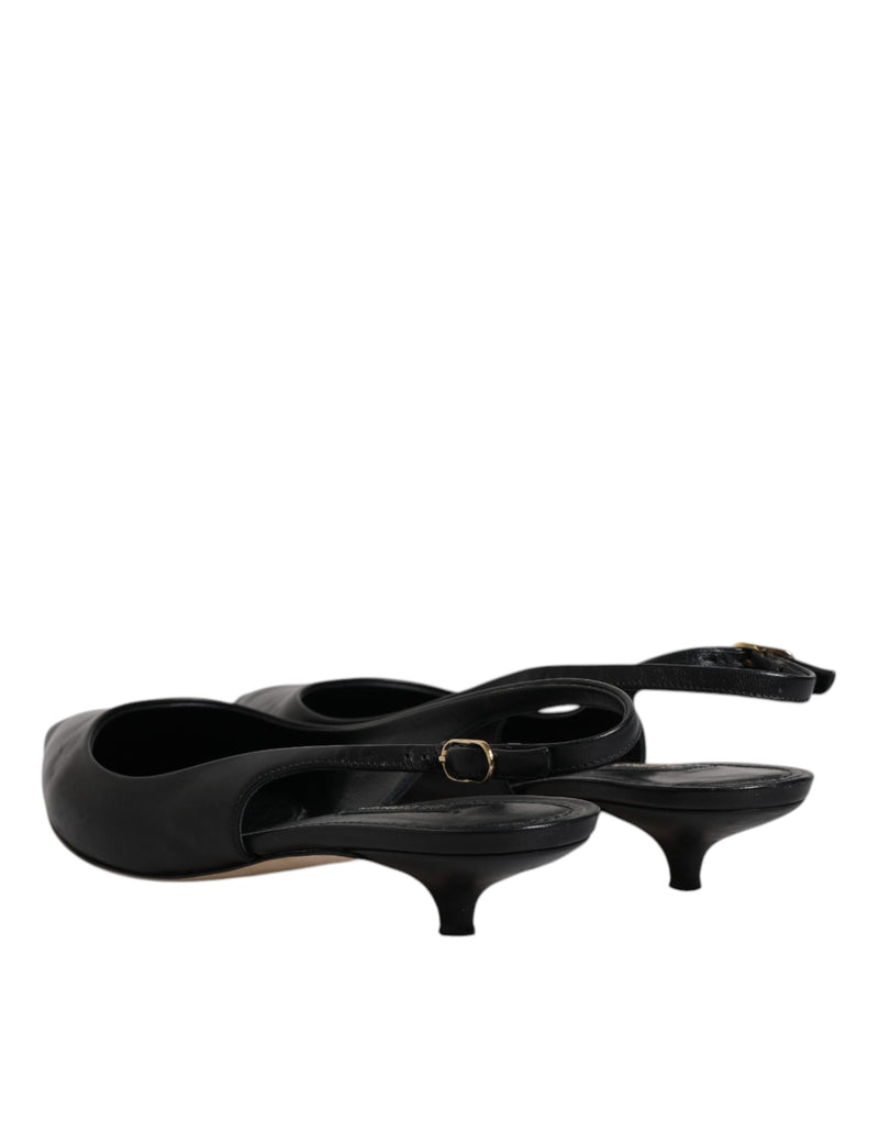 Black Leather Heels Slingbacks Bellucci Shoes