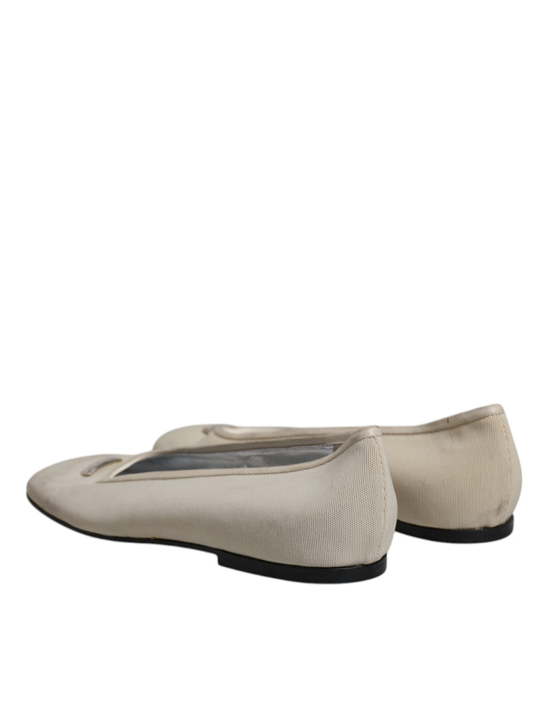 Beige Fabric Slip On Ballerina Flats Shoes