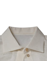 White Silk Collared Long Sleeves Shirt Top