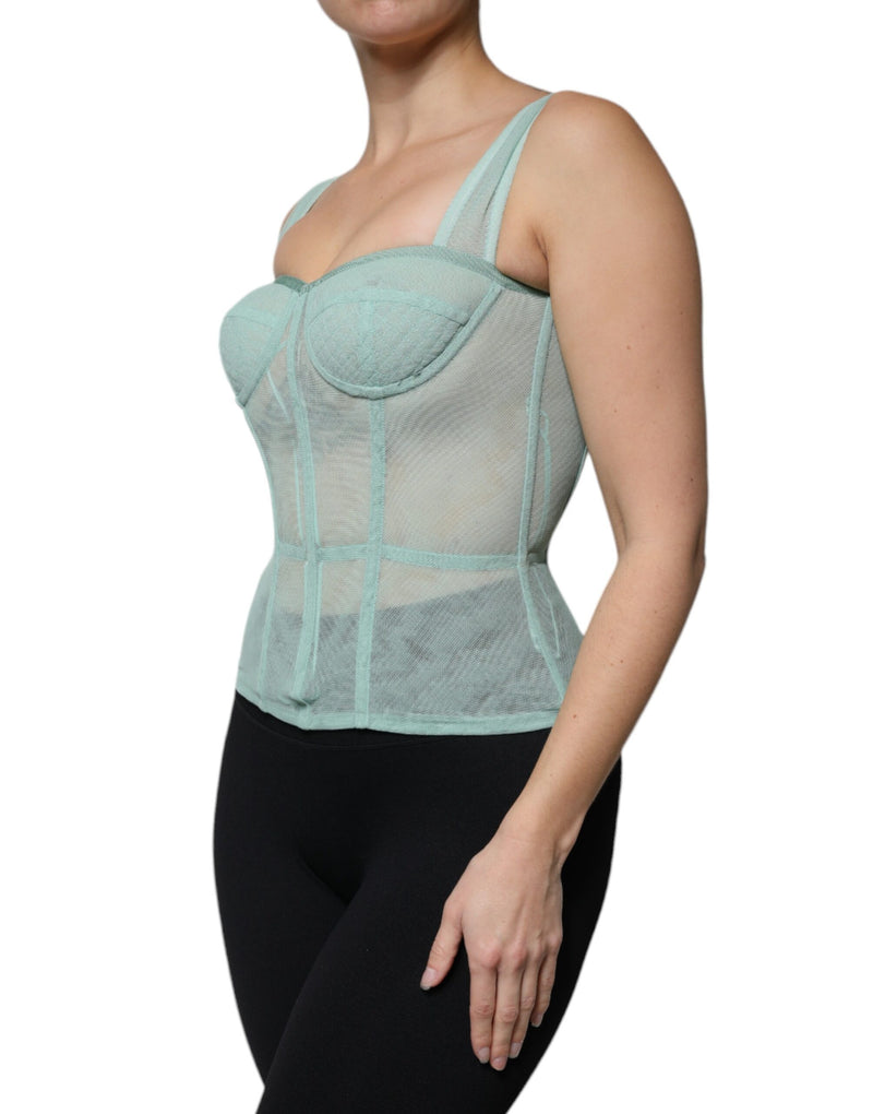 Green Cotton Bustier Corset Sleeveless Top