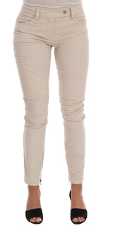 Chic Beige Corduroy dünne schlanke Fit -Hose